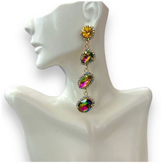 Yellow Oil Slick Drop Earrings