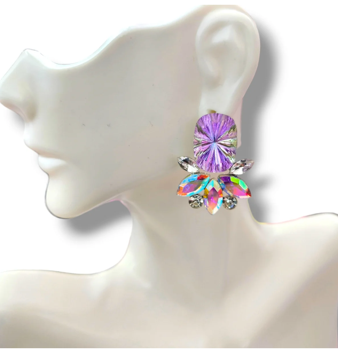 Purple Crystal post earrings