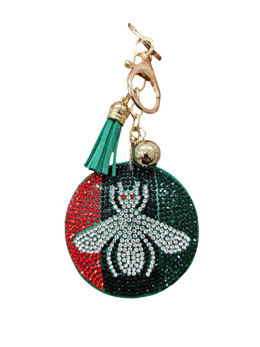 Red green bee keychain