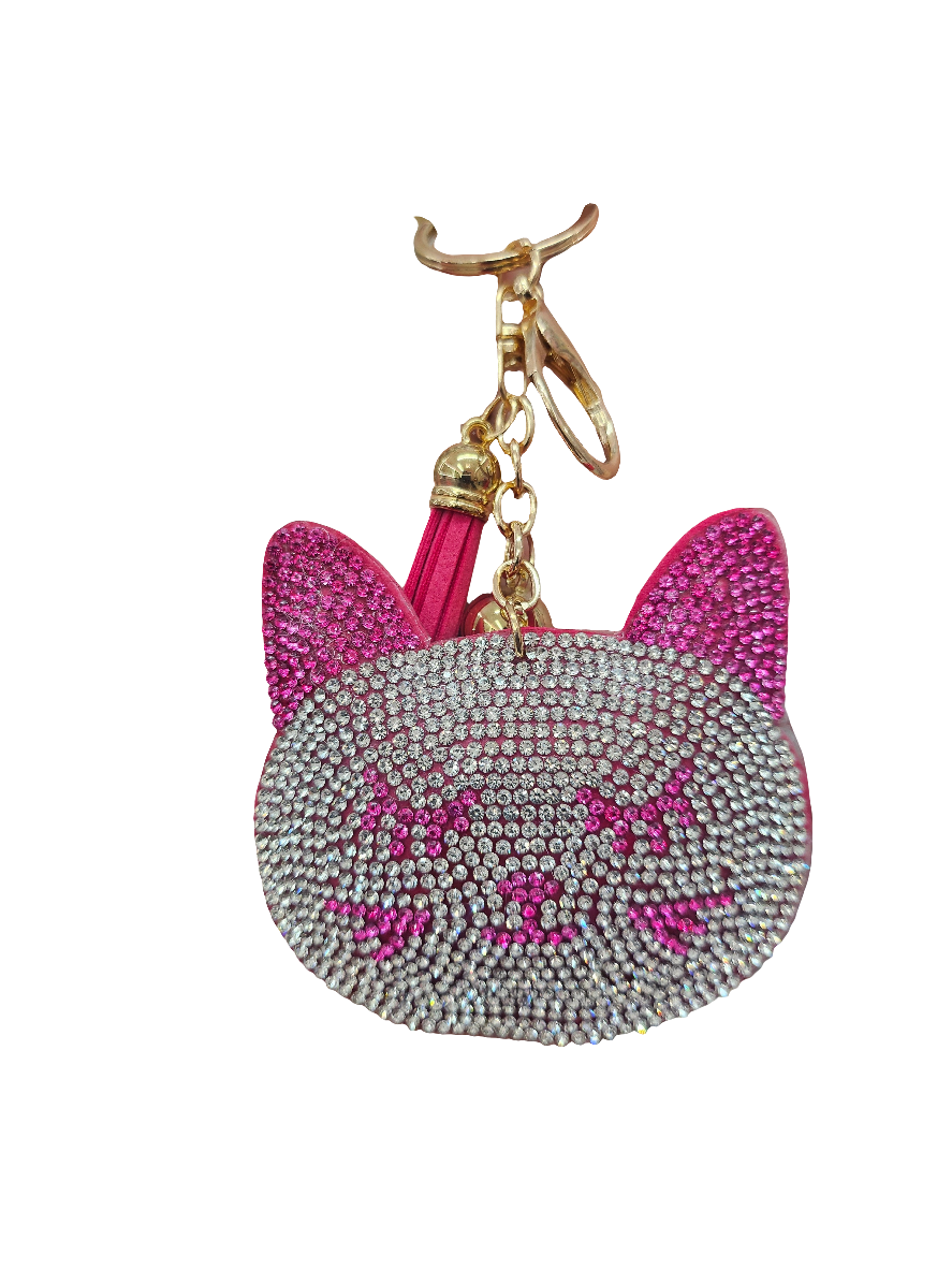 Pink cat keychain