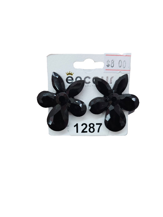 black flower earrings