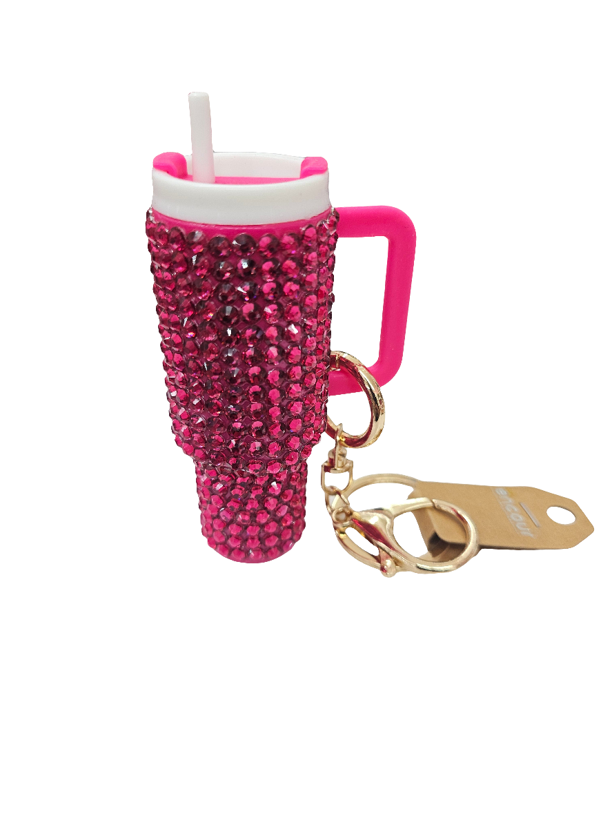 Hot pink rhinestone tumblr keychain