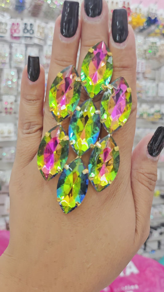 Green Oilslick statement Ring