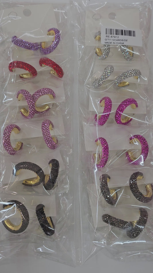 Dozen pack hoop earrings