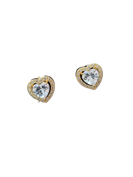 Gold Clear Zirconia Studs
