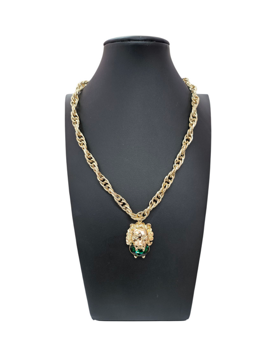 Gold emerald green lion