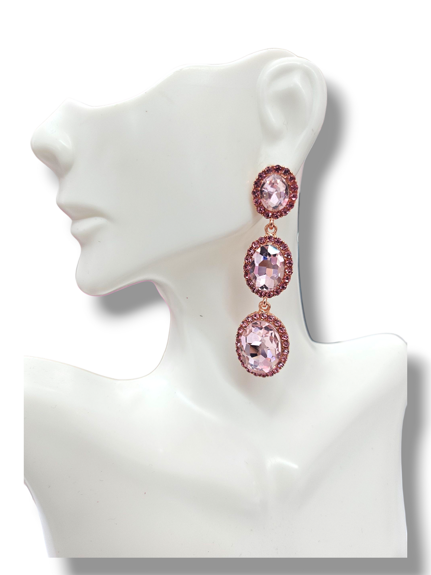 Pink drop earrings