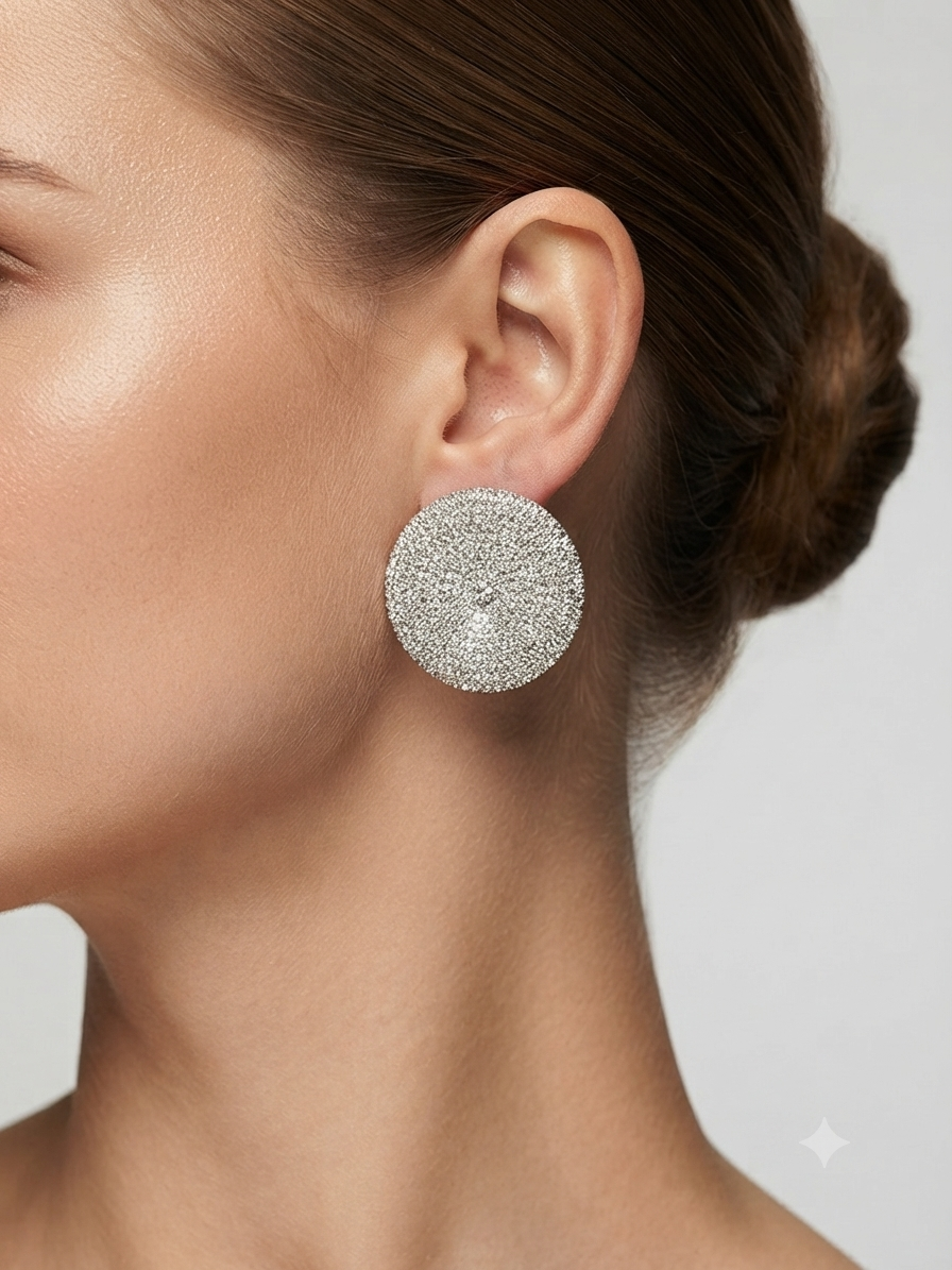 Silver disc earrings