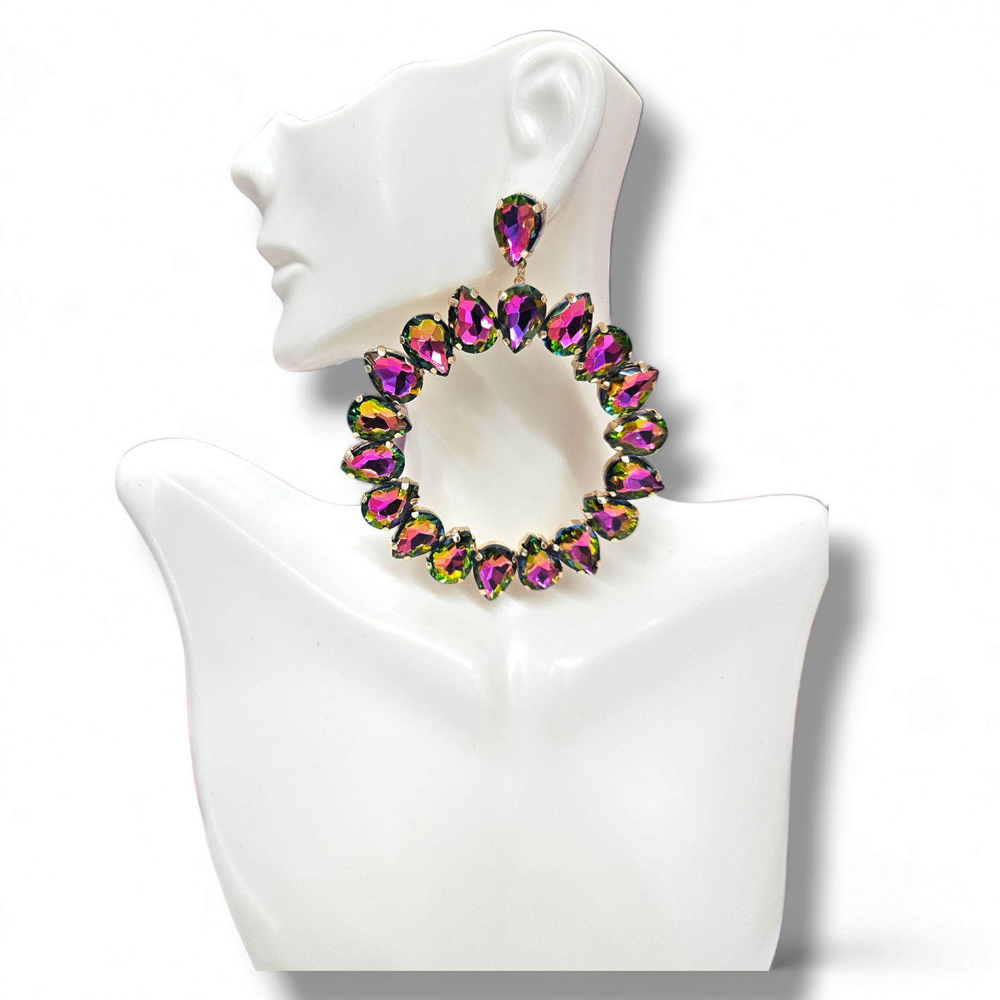 Large Round Oil slick earrings