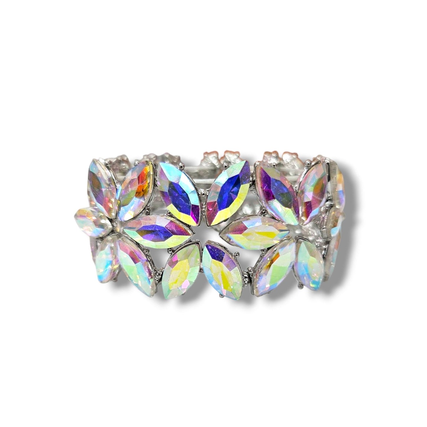Silver Ab Flower Bracelet