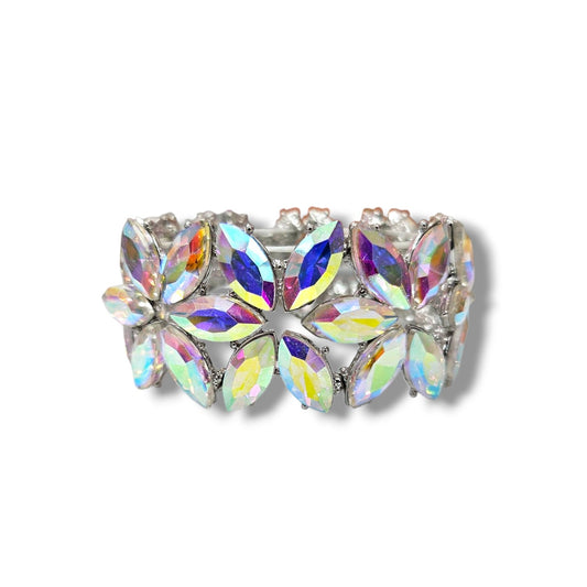 Silver Ab Flower Bracelet