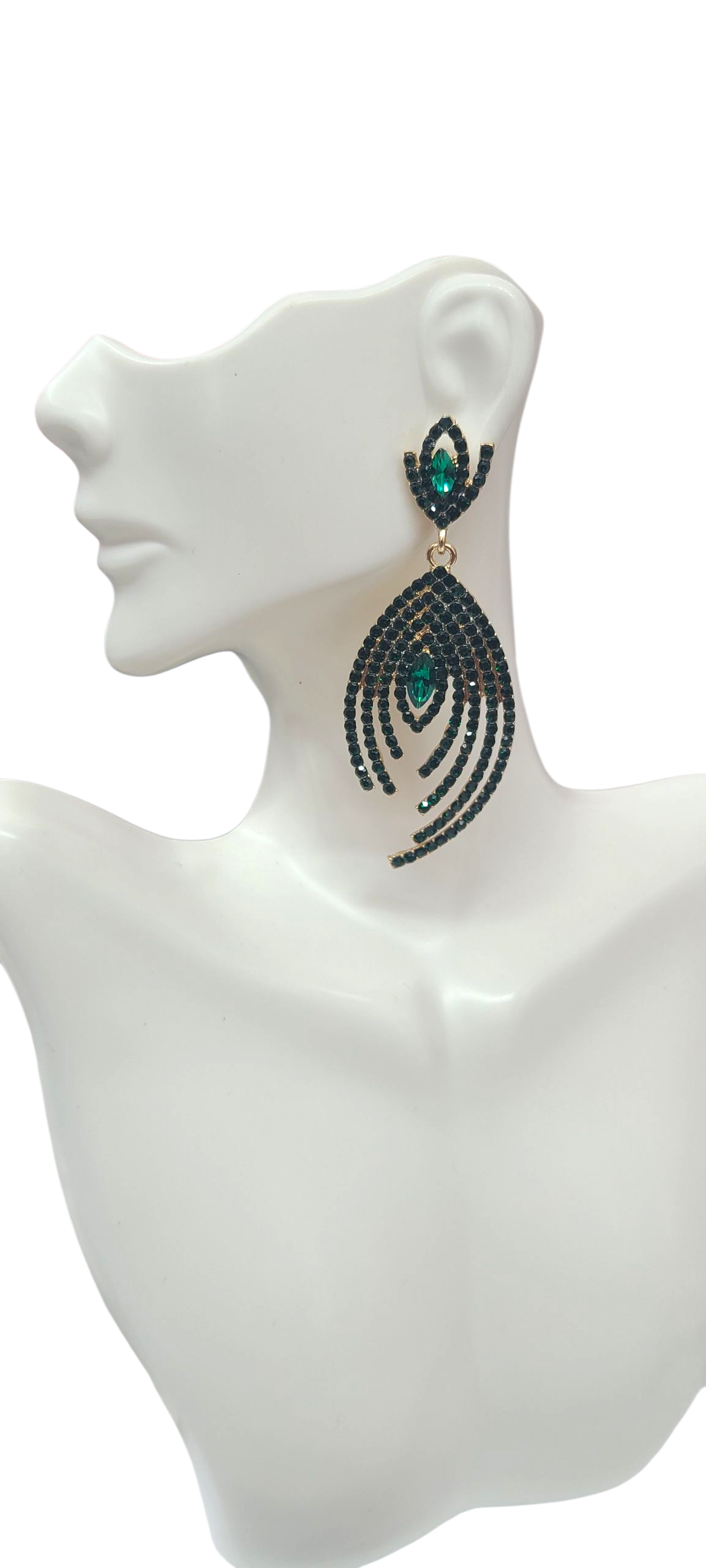 Emerald evening earrings
