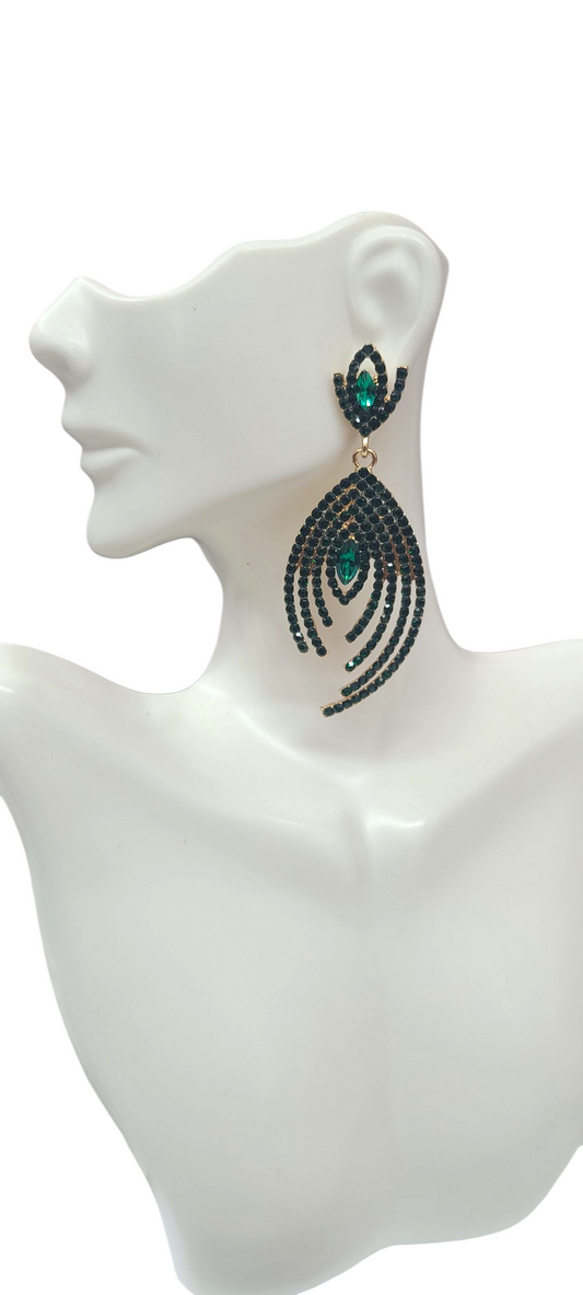 Emerald evening earrings