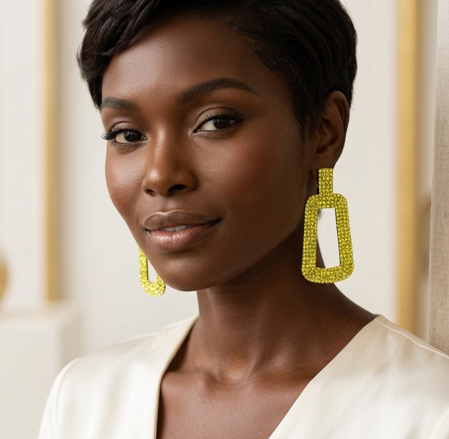 Post statement yellow earrings