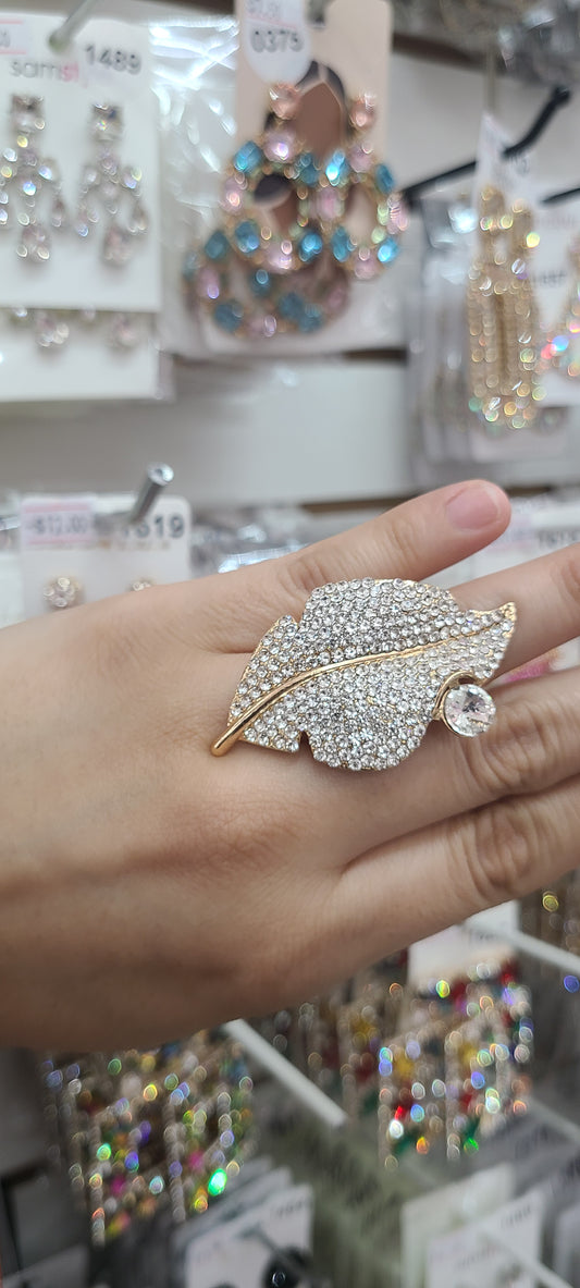 Gold Clear Leaf Ring