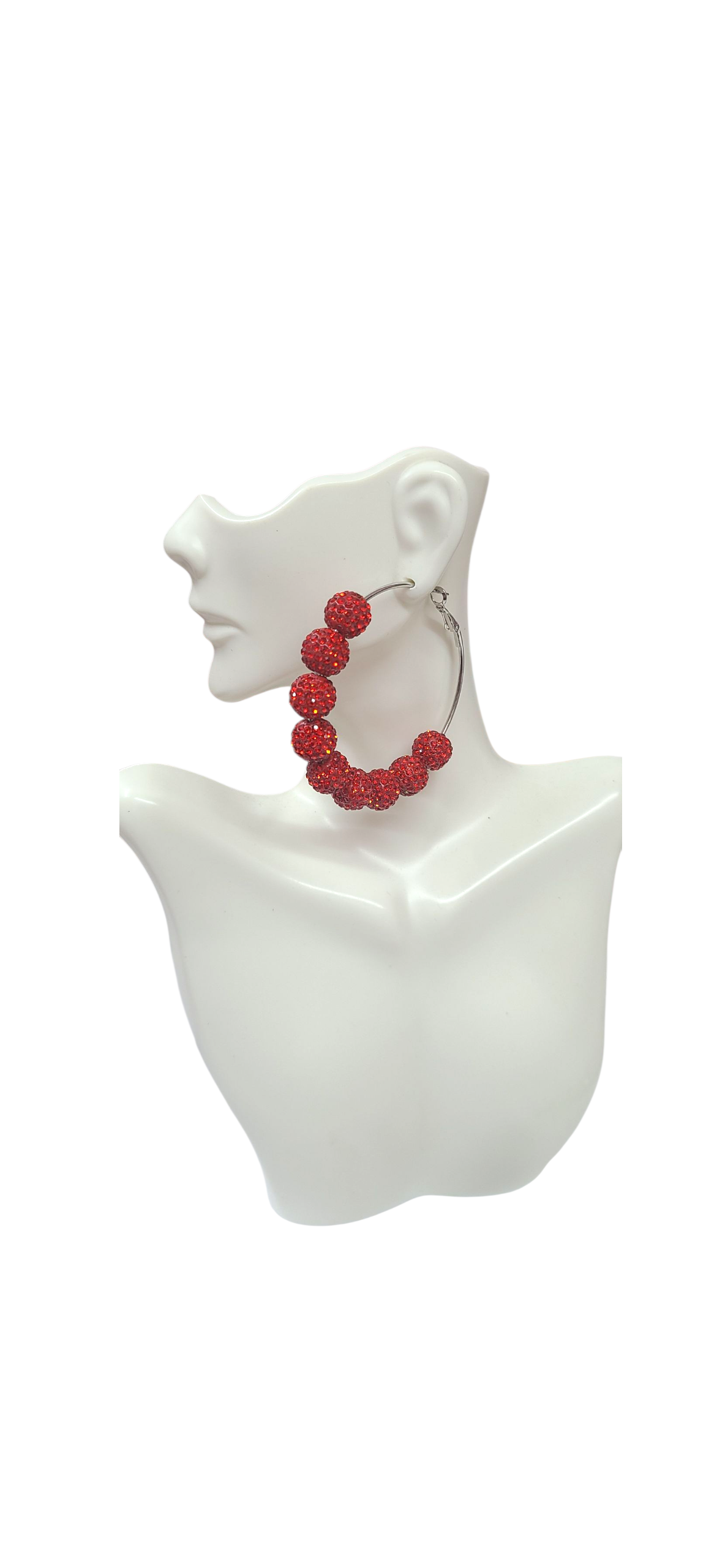Red beaded hoops