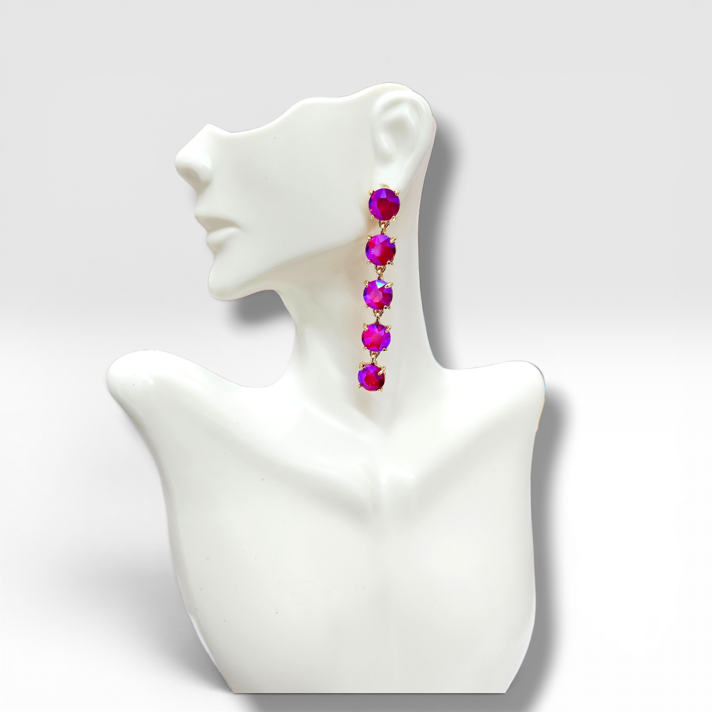Hot pink AB Post Drop Earrings