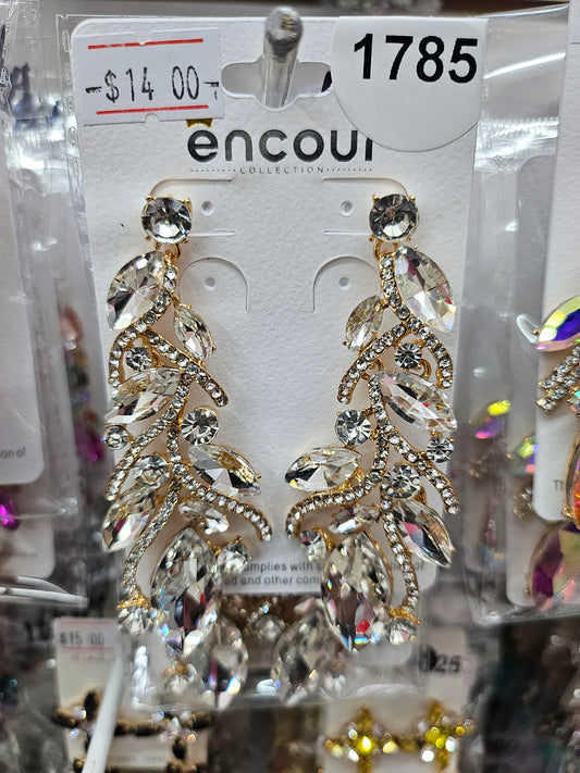 Gold Clear  Drop earrings