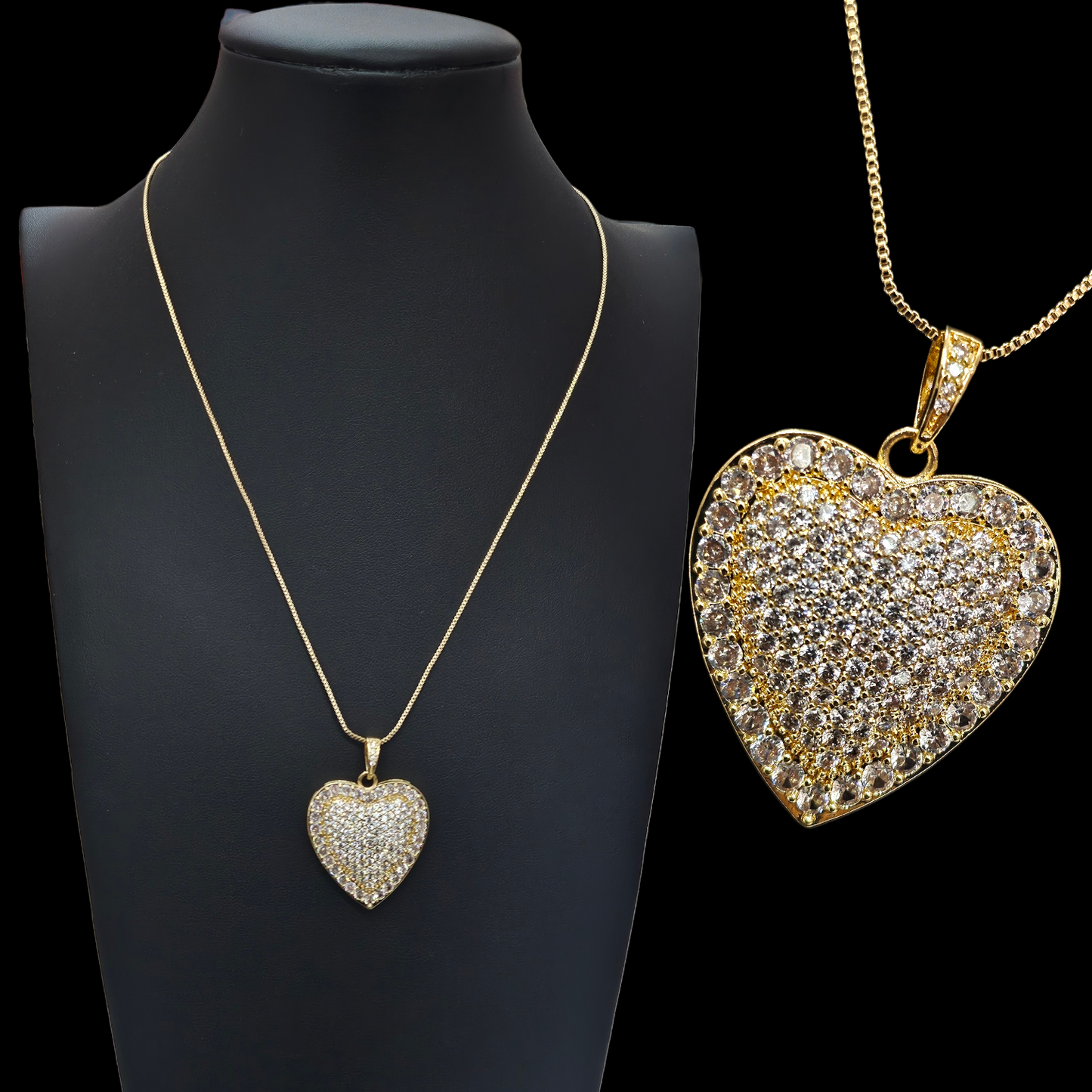 Gold Zirconia Heart Necklace