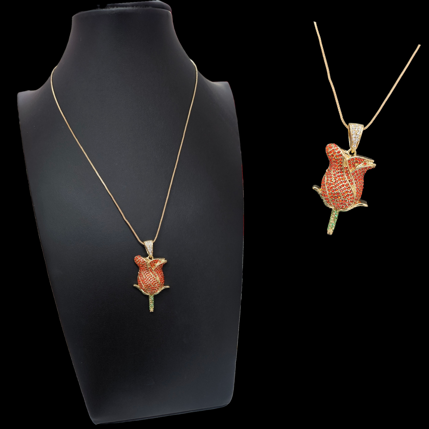 Red rose Zirconia Necklace