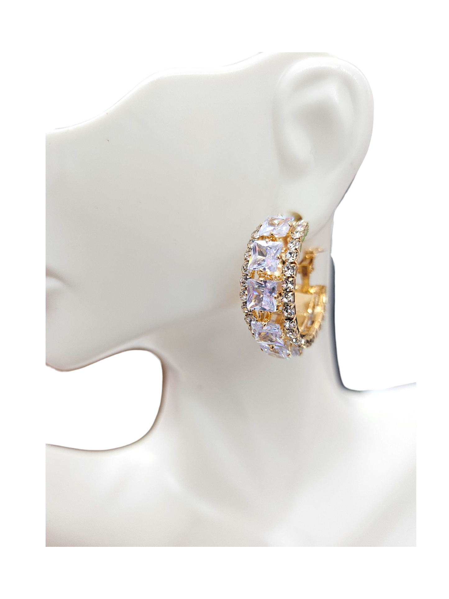 Square Gold Zirconia Hoop