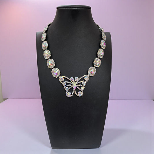 Silver AB Butterfly Necklace