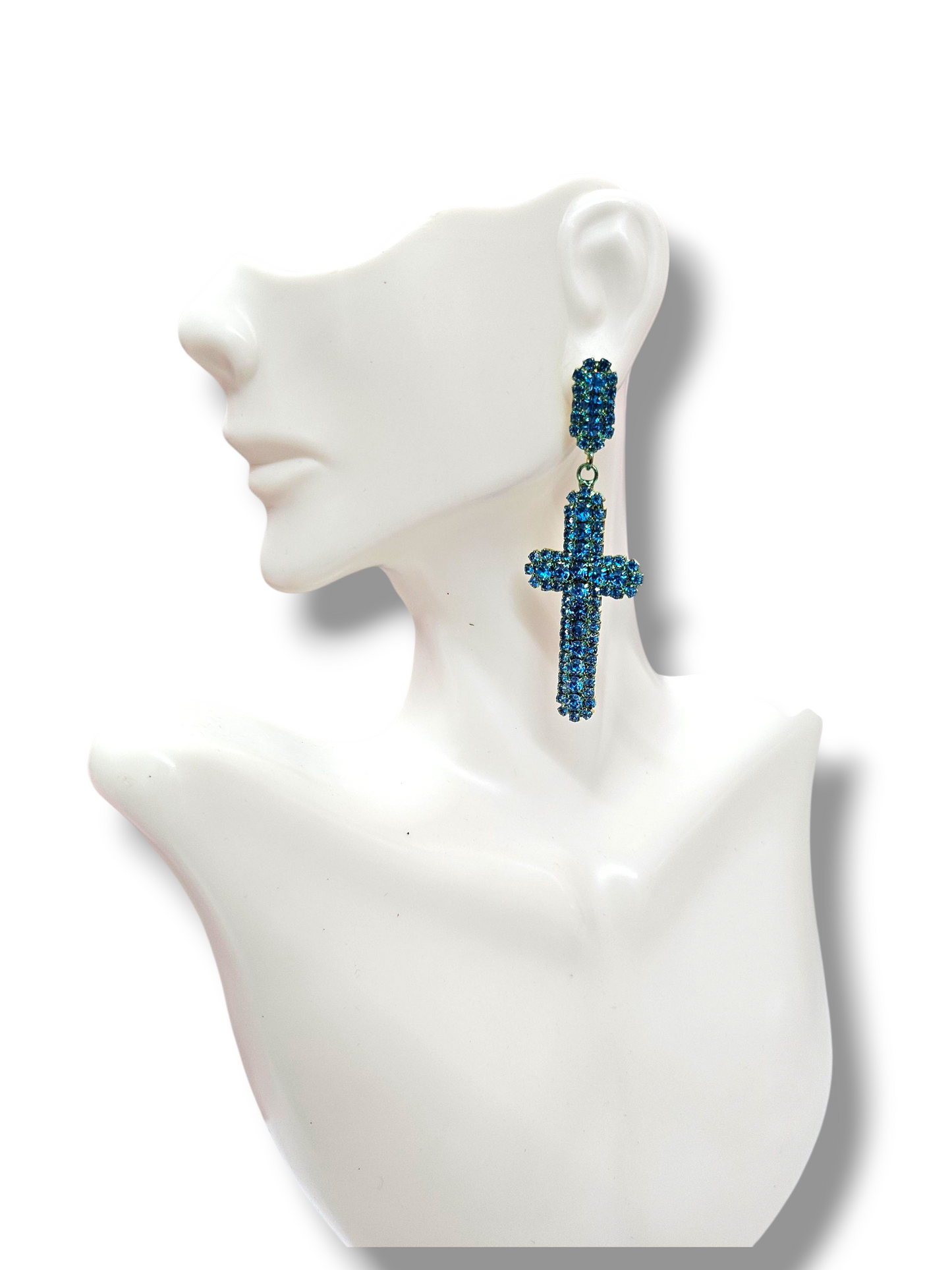 Teal Cross earrings