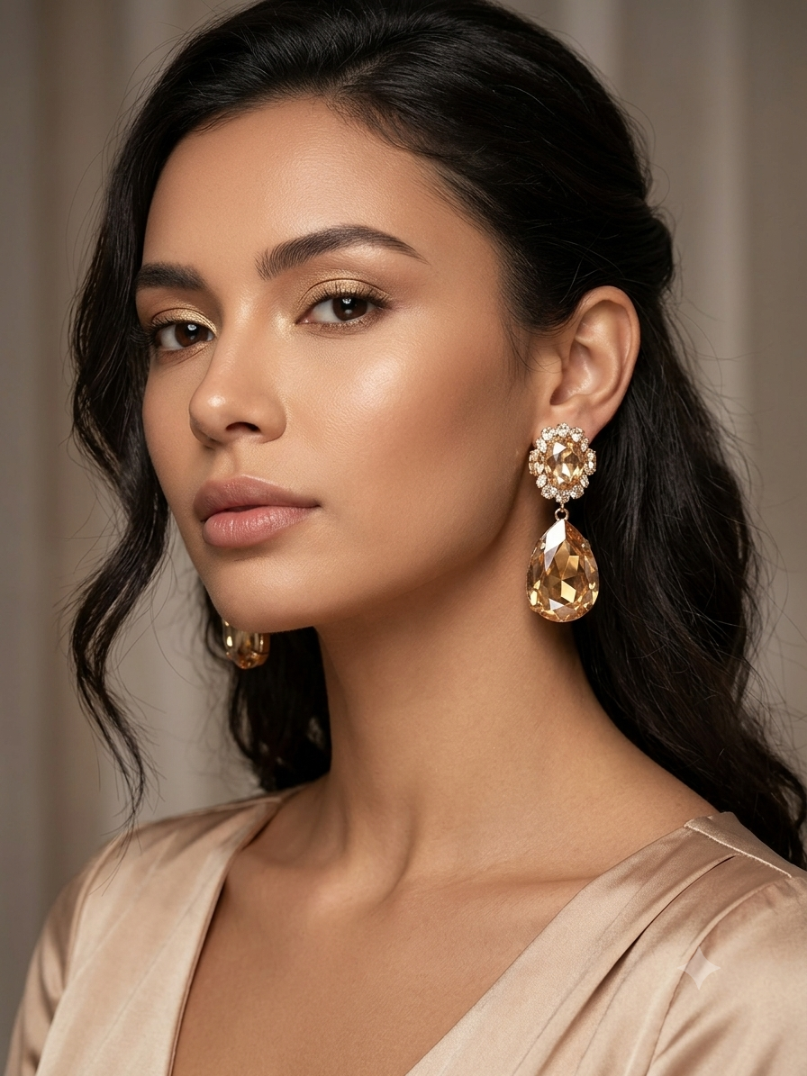Topaz gold post back earrings