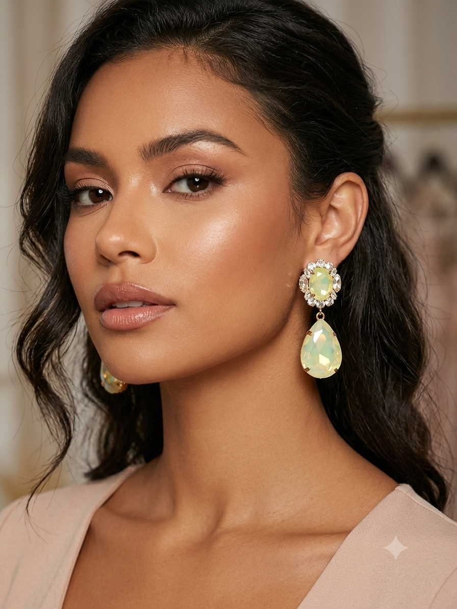 Yellow opal post back earrings
