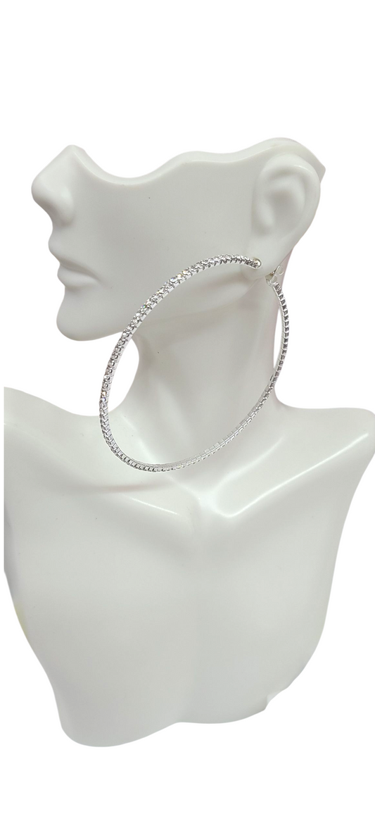 Silver Rhinestone Hoop