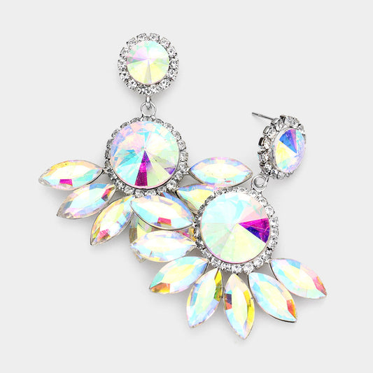 Silver ab flare out post earring