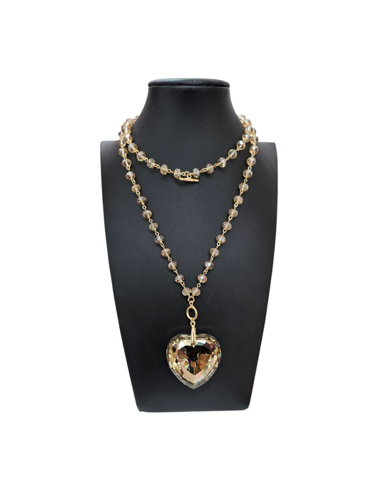 Topaz heart Crystal Necklace
