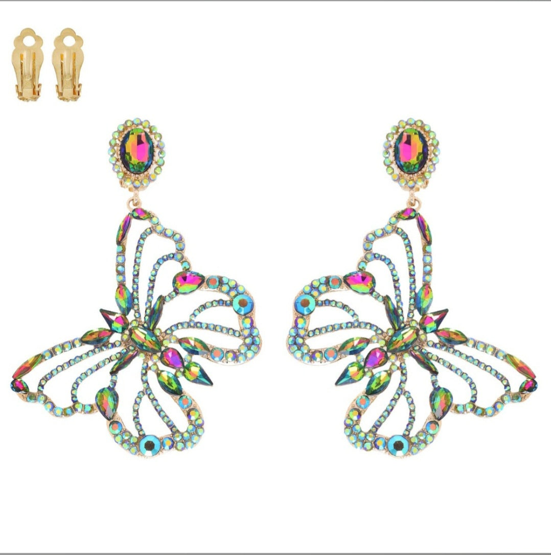 Statement Butterfly Oilslick Earrings