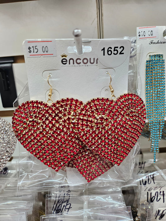 Fish hook back red statement earrings