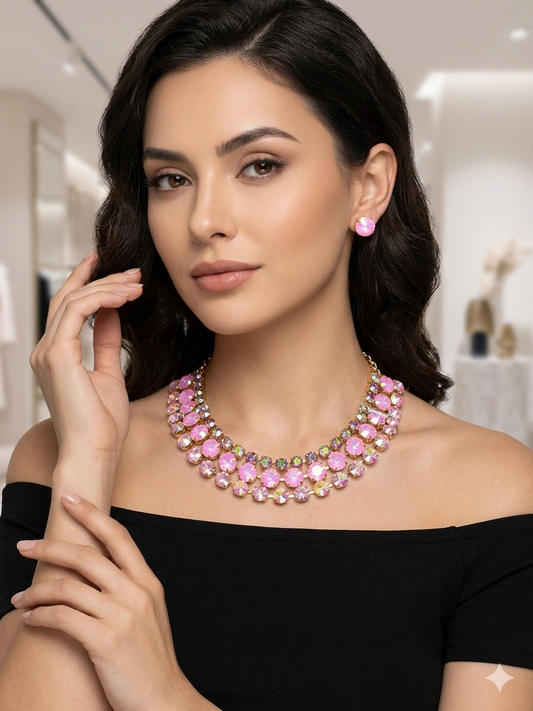 Pink opal necklace