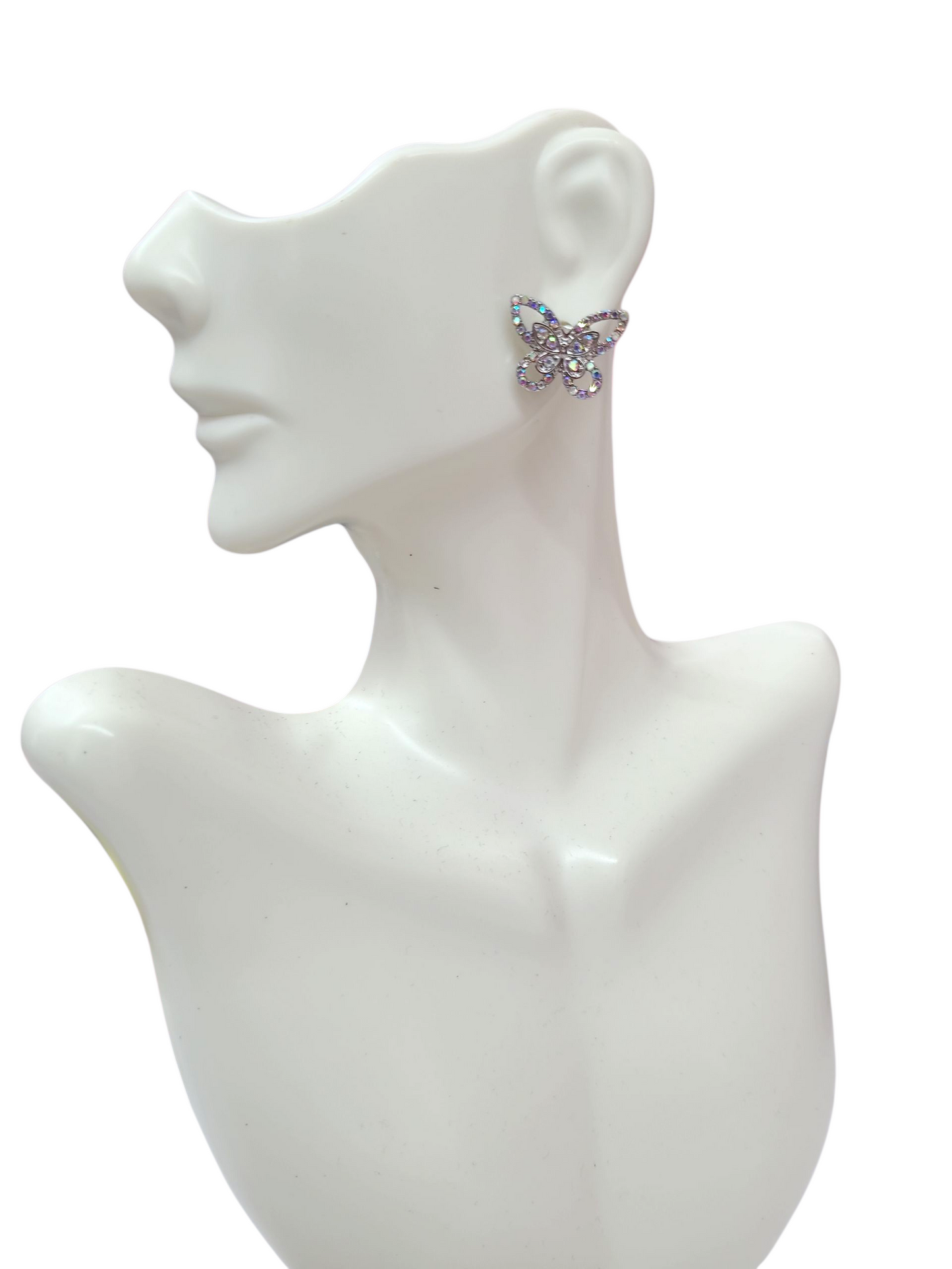 Silver ab butterfly studs