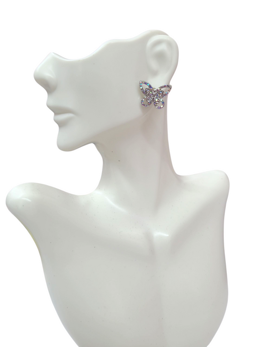Silver ab butterfly studs