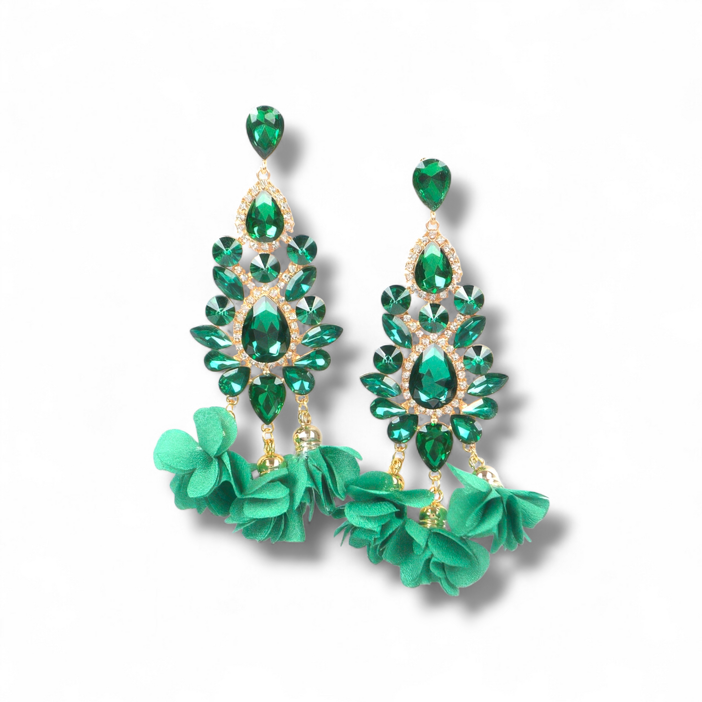 Green Rhinestone statement earrings