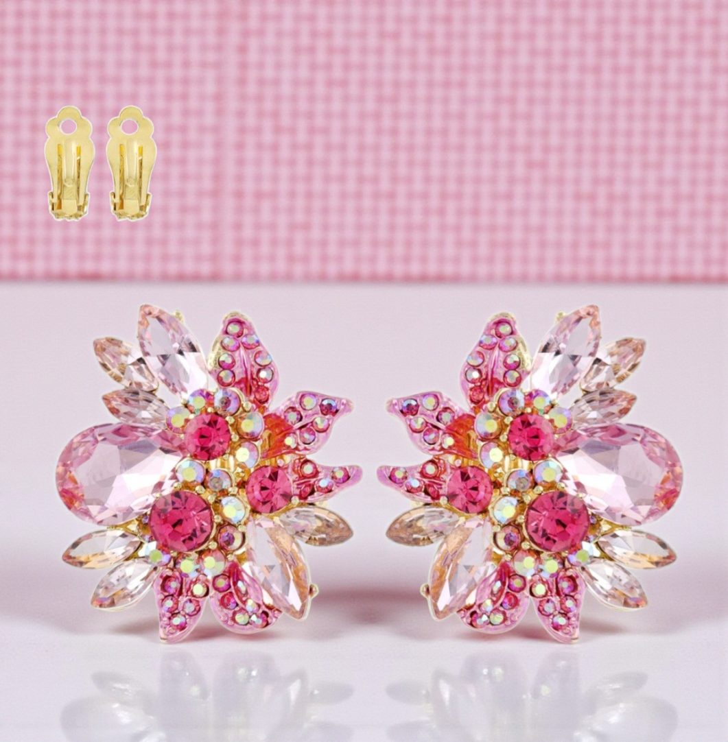 Pink Clip on Earrings