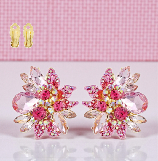 Pink Clip on Earrings