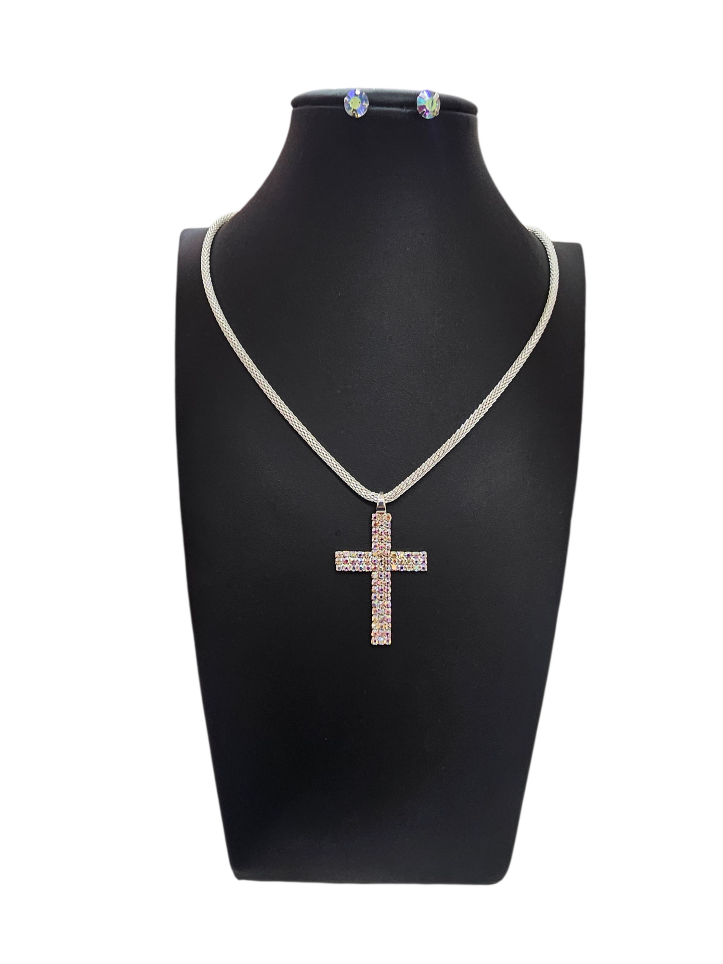Silver AB Cross Necklace