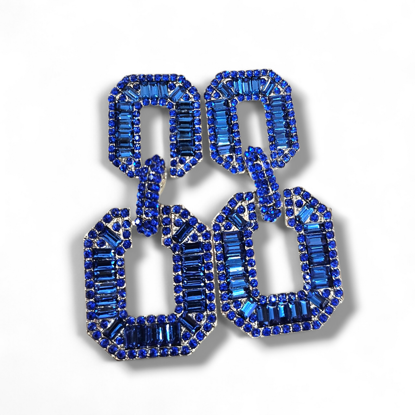 Silver Royal Blue statement earrings