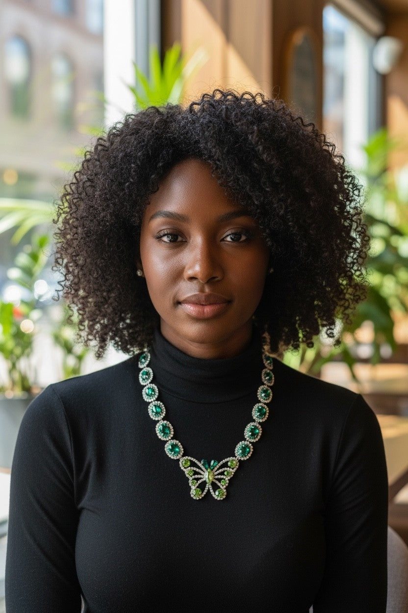 Green butterfly necklace