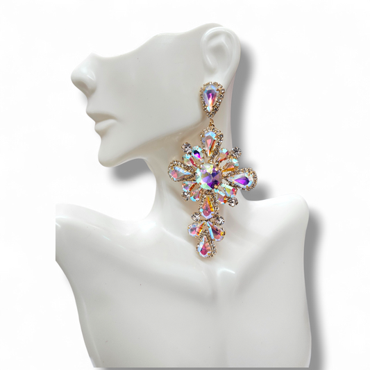 Gold ab cross earrings