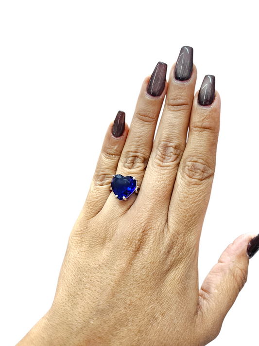 Royal Blue Crystal heart Ring