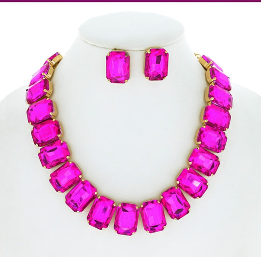 Hot pink single line necklace