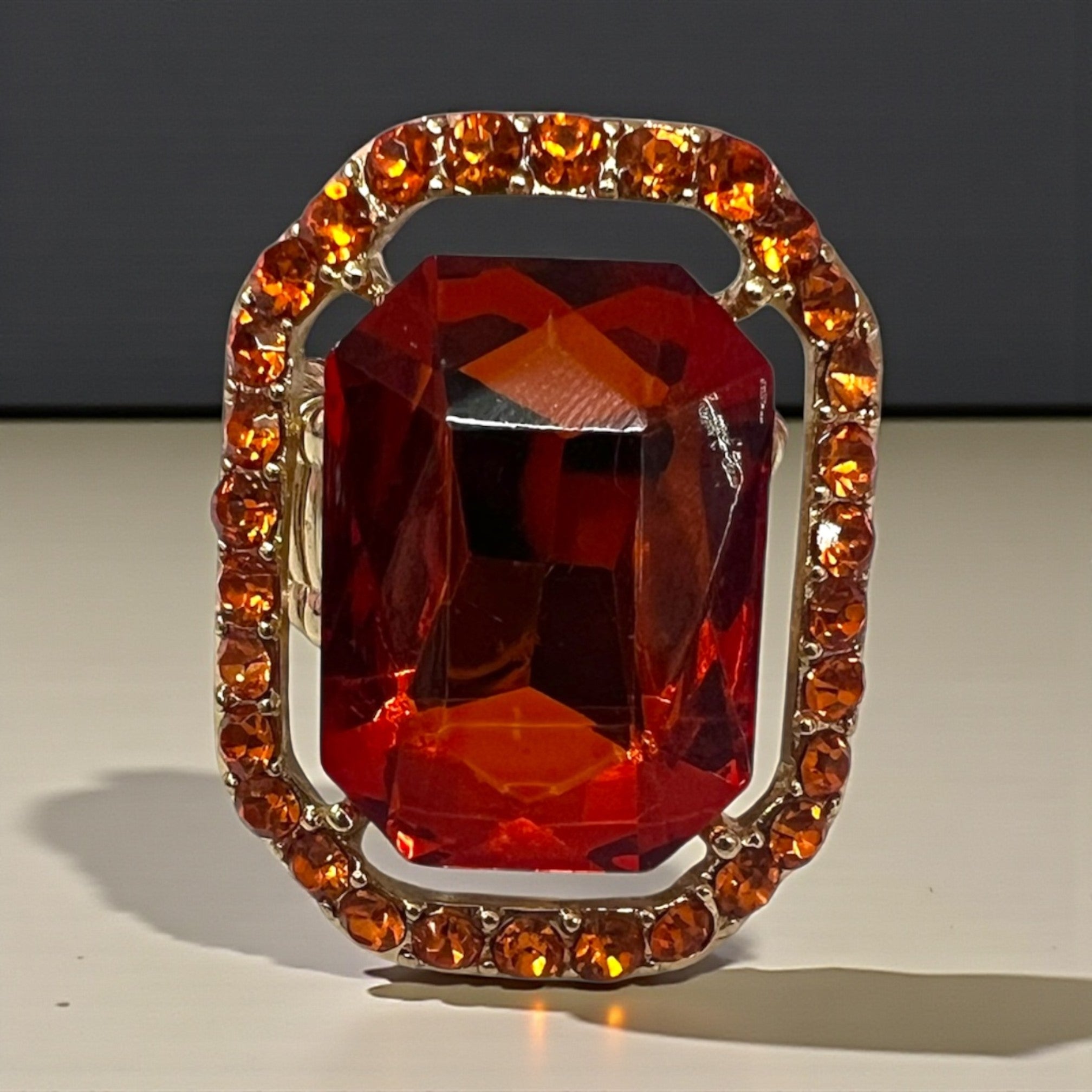 ORANGE RHINESTONE RING – Aurora Lights Wholesale