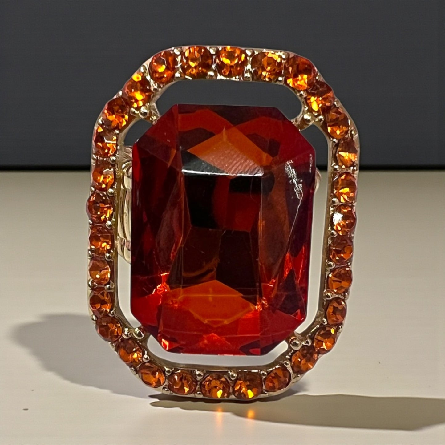 ORANGE RHINESTONE RING