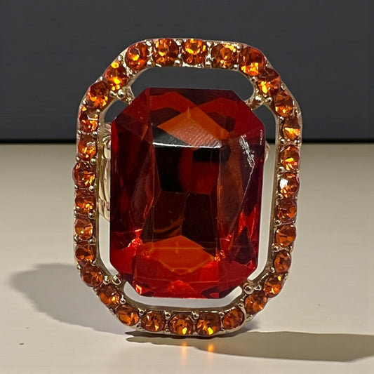 ORANGE RHINESTONE RING
