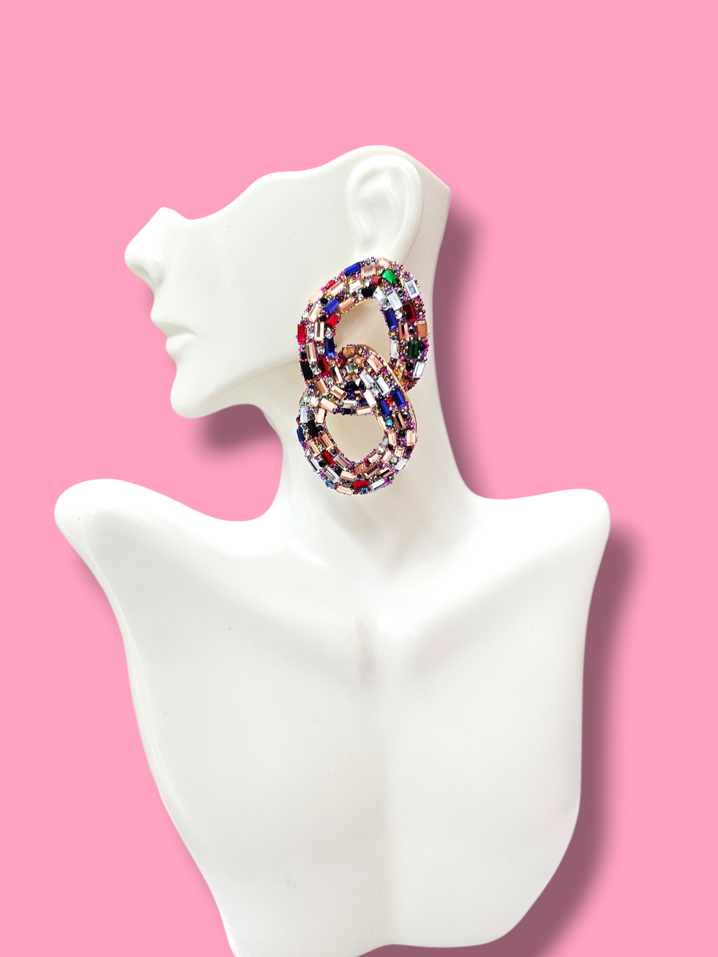 Post Link Rhinestone earrings